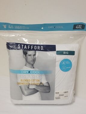 4 Pack Stafford White Crew Neck 4XL - NWT